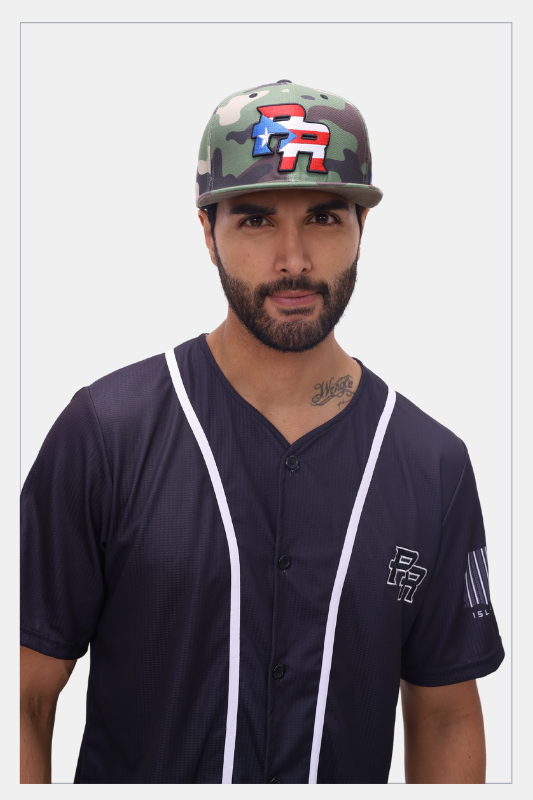 Puerto Rico PR Camouflage Flat Brim Snapback Hat – Embroidered Military Cap