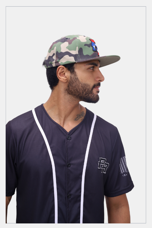 Puerto Rico PR Camouflage Flat Brim Snapback Hat – Embroidered Military Cap