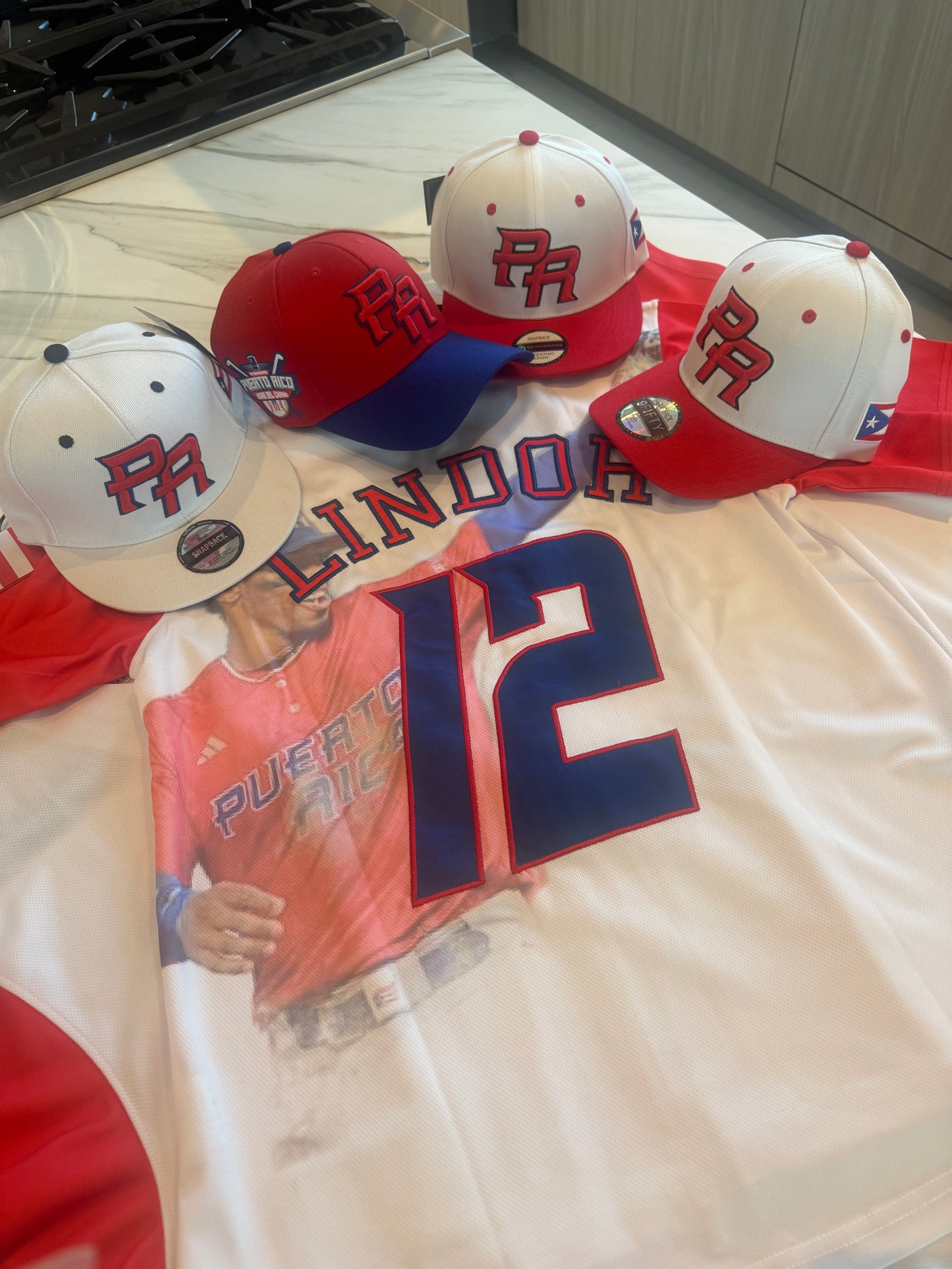 Puerto Rico PR Snapback Hat Red Blue – Cotton Curved Brim Baseball Cap with 3D Embroidery & Flag Patch | Adjustable Boricua Hat