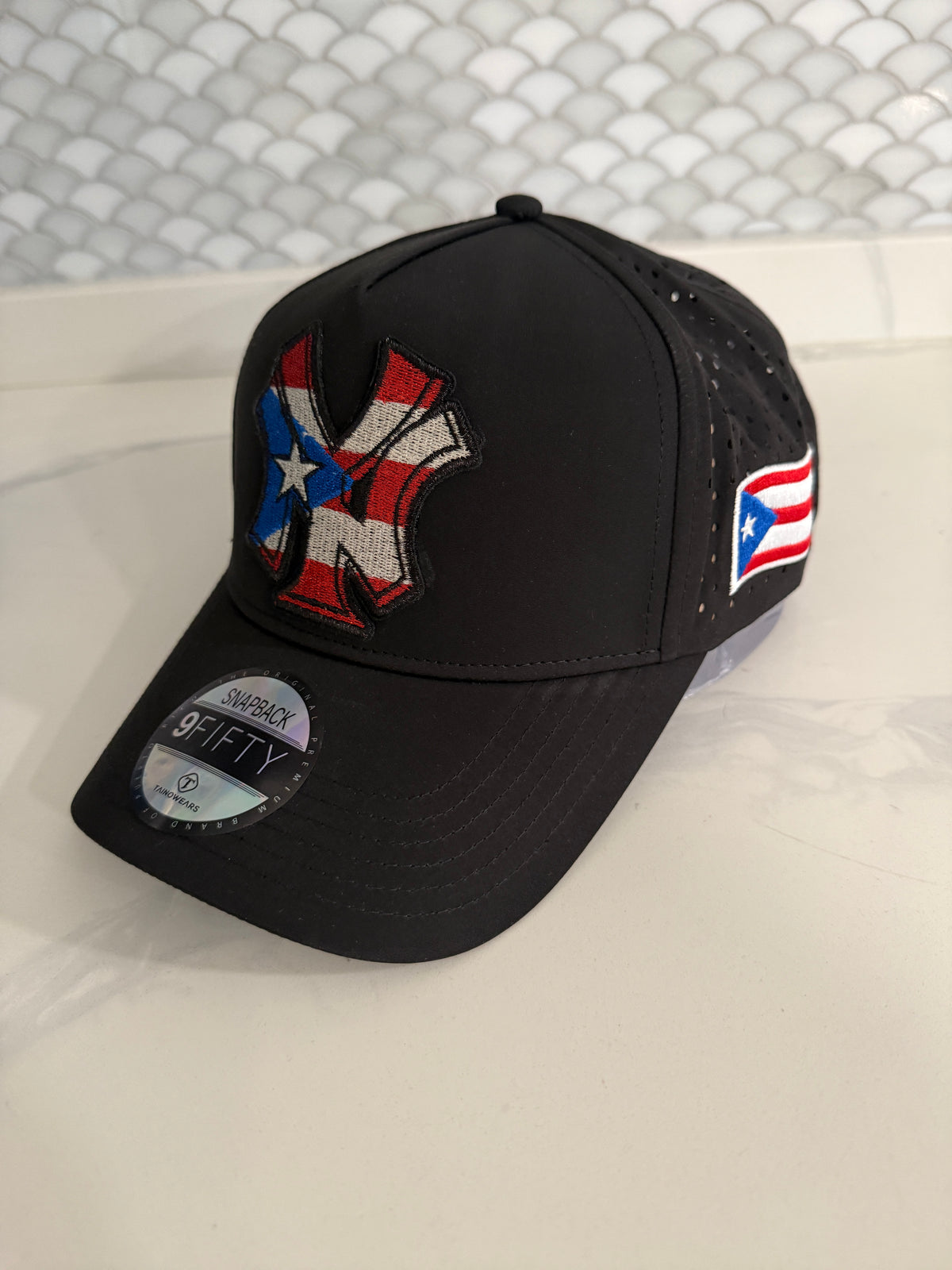 New York Boricua Performance Snapback Hat – Water-Resistant Curved Brim Embroidered Cap
