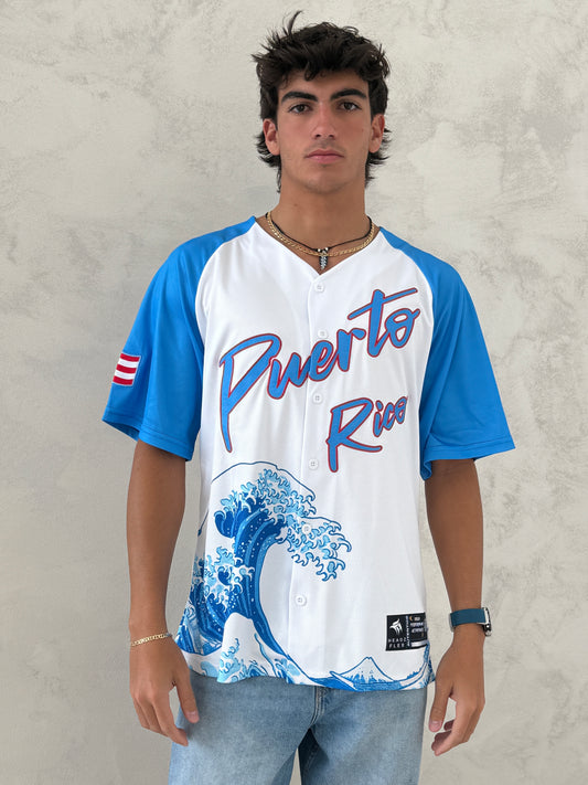 Puerto Rico Wave Baseball Jersey | Boricua Raglan Shirt –