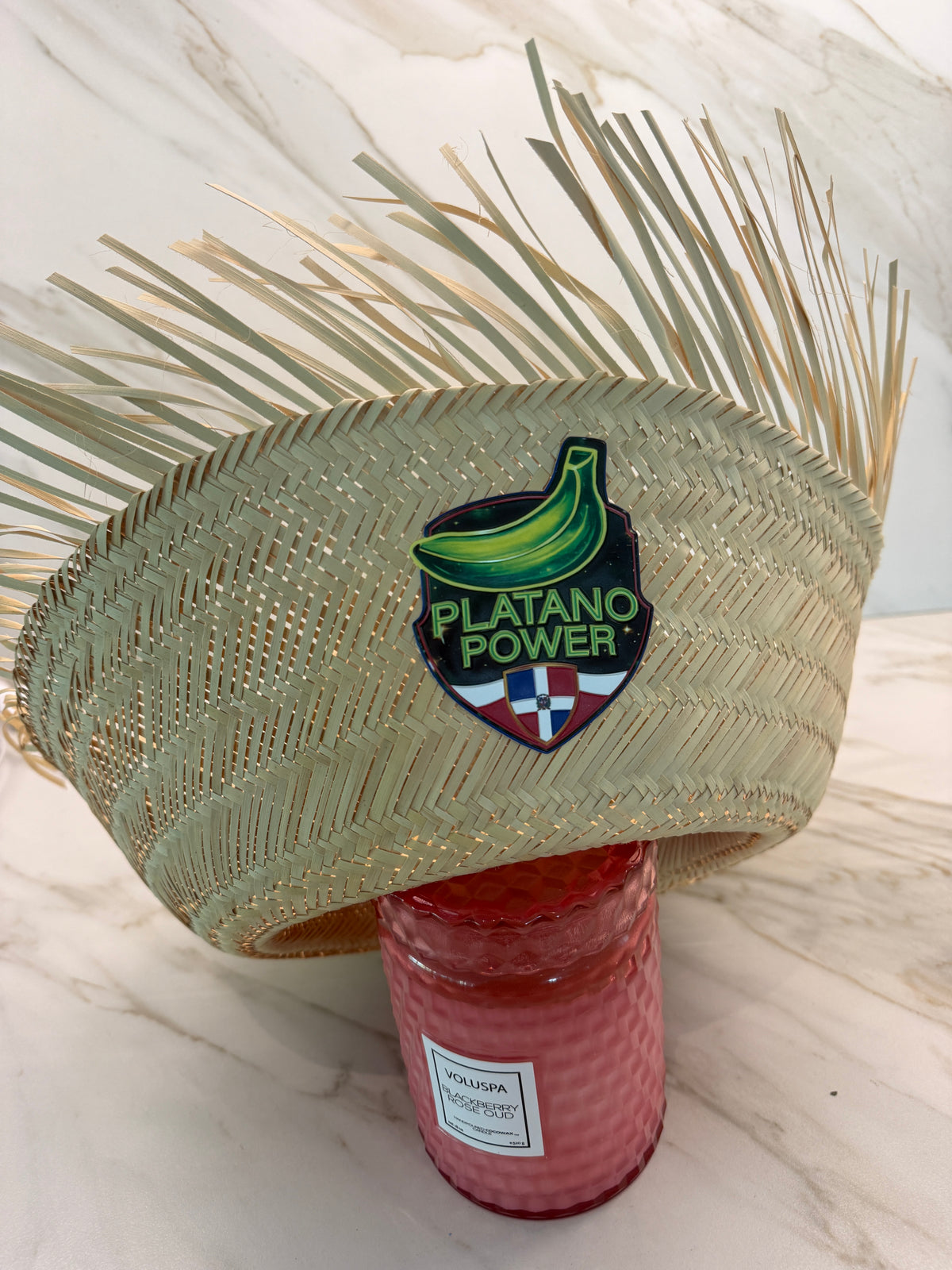 Platano Power Pava Straw Hat with Dominican Flag Patch
