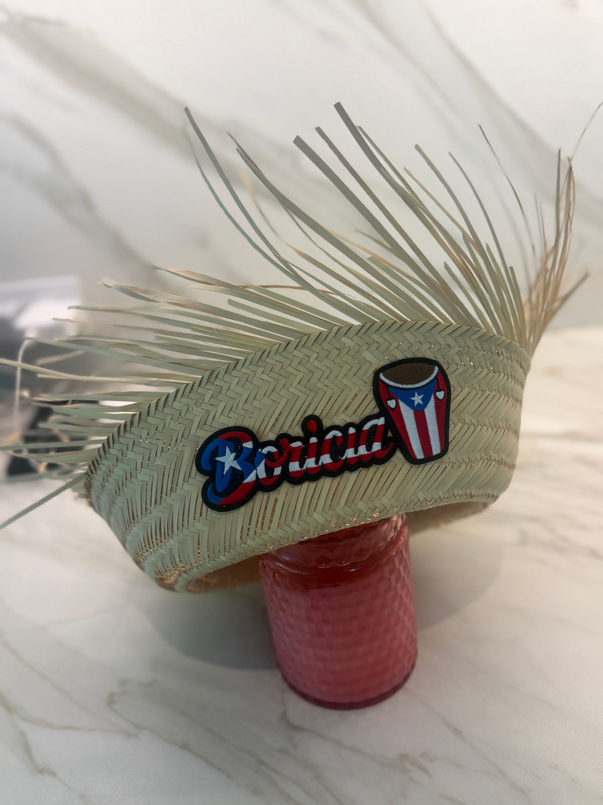Boricua Pava Straw Hat with 5D Embroidered Puerto Rico Patch
