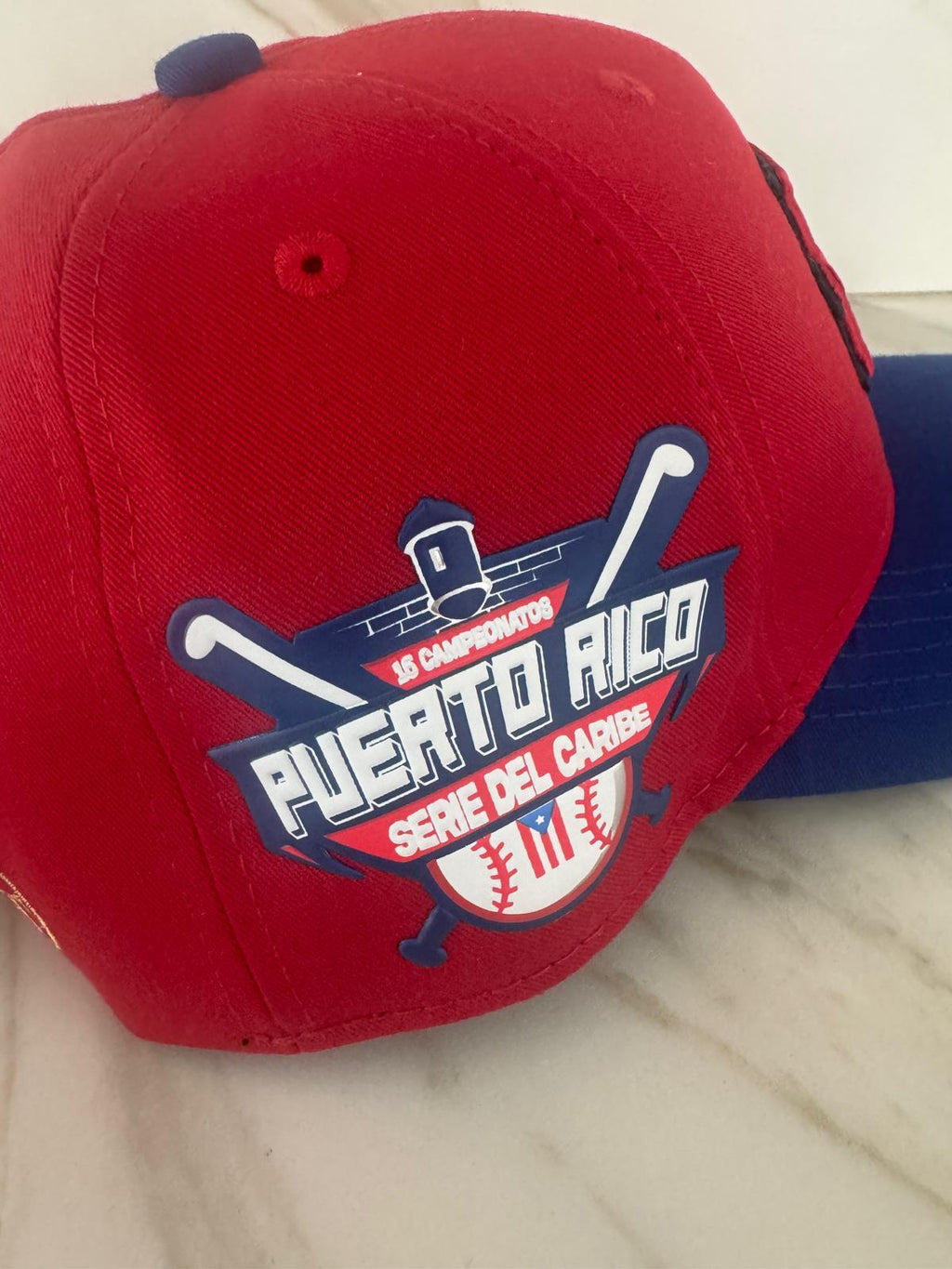 Puerto Rico PR Red Blue Curved Brim Snapback Hat – Raised Embroidered Cap