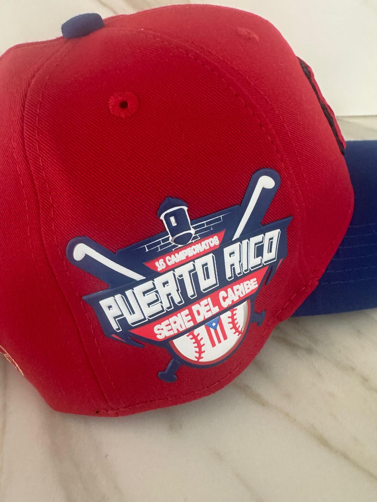 Puerto Rico PR Red Blue Curved Brim Snapback Hat – Raised Embroidered Cap