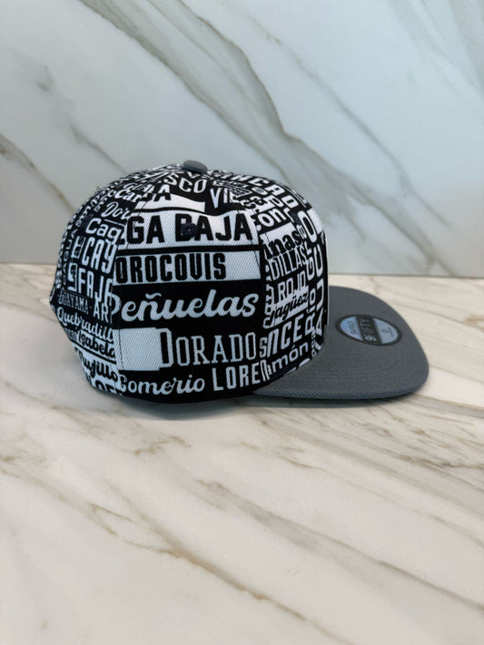 Puerto Rico Hat  TPU Black Flag Patch Snapback Adjustable Flat Brim Cap