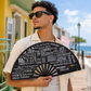 Puerto Rico 78 Pueblos Folding Fan – Large Bamboo Rib Clack Fan