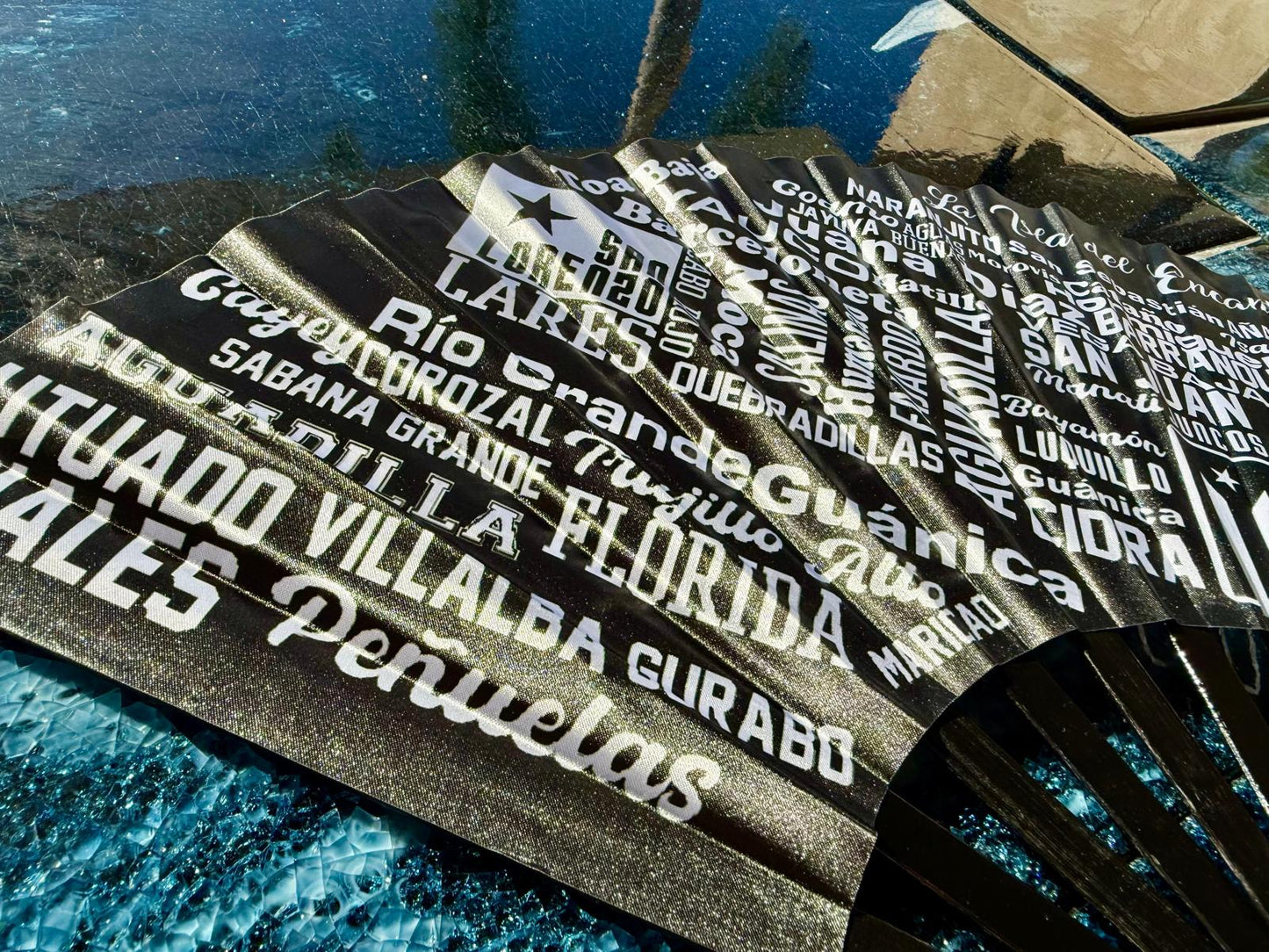 Puerto Rico Towns Folding Fan – 78 Pueblos | Nylon & Bamboo