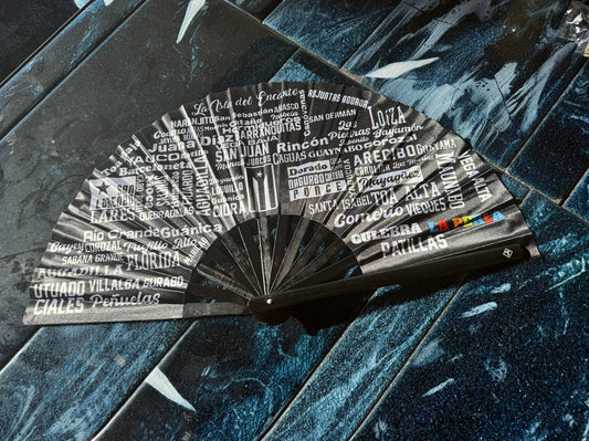 Puerto Rico Towns Folding Fan – 78 Pueblos | Nylon & Bamboo