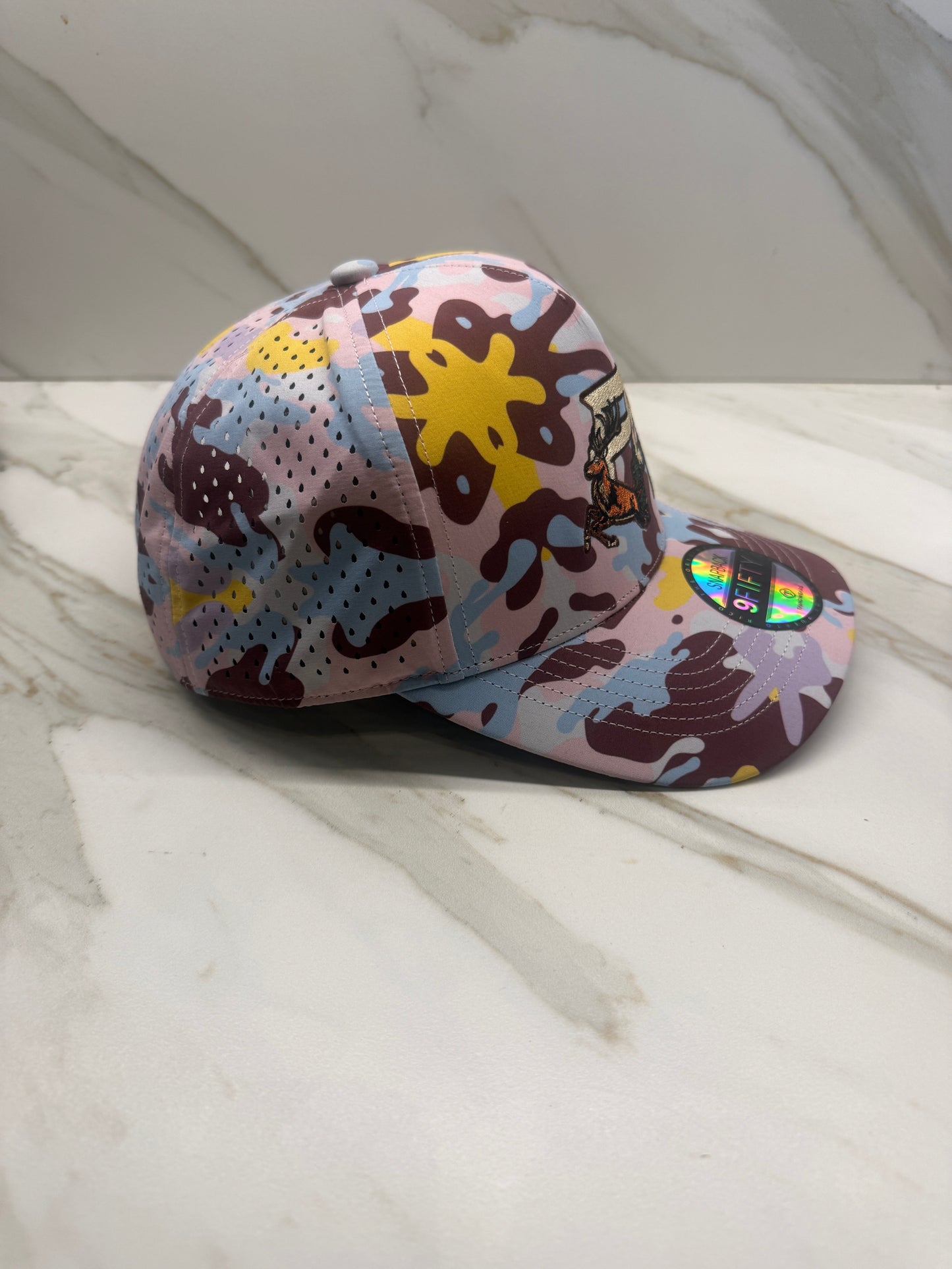 Puerto Rico Pink Camouflage Hat – Water Resistant PR Embroidered Snapback Cap Adjustable Camo Baseball Hat for Men Women Streetwear