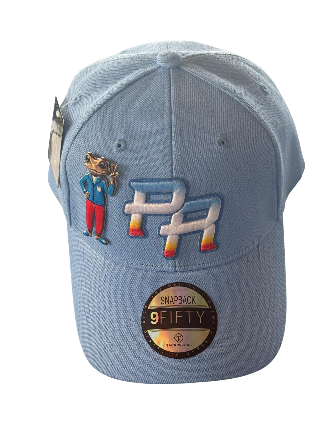 Puerto Rico Snapback Hat – Light Blue 3D PR Gradient Cap with Sapo Concho Pin | Tainowears®