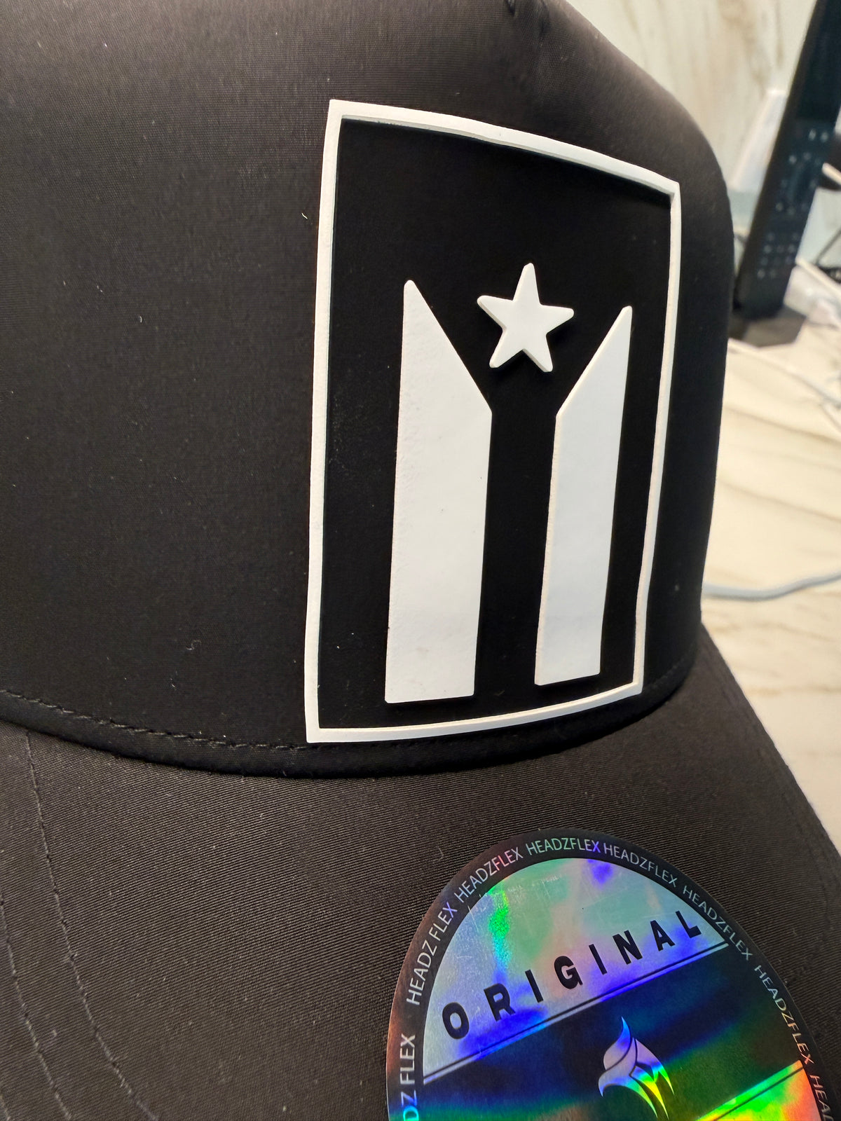 Puerto Rico Black Flag Water-Resistant Snapback Hat – Adjustable Perforated Cap