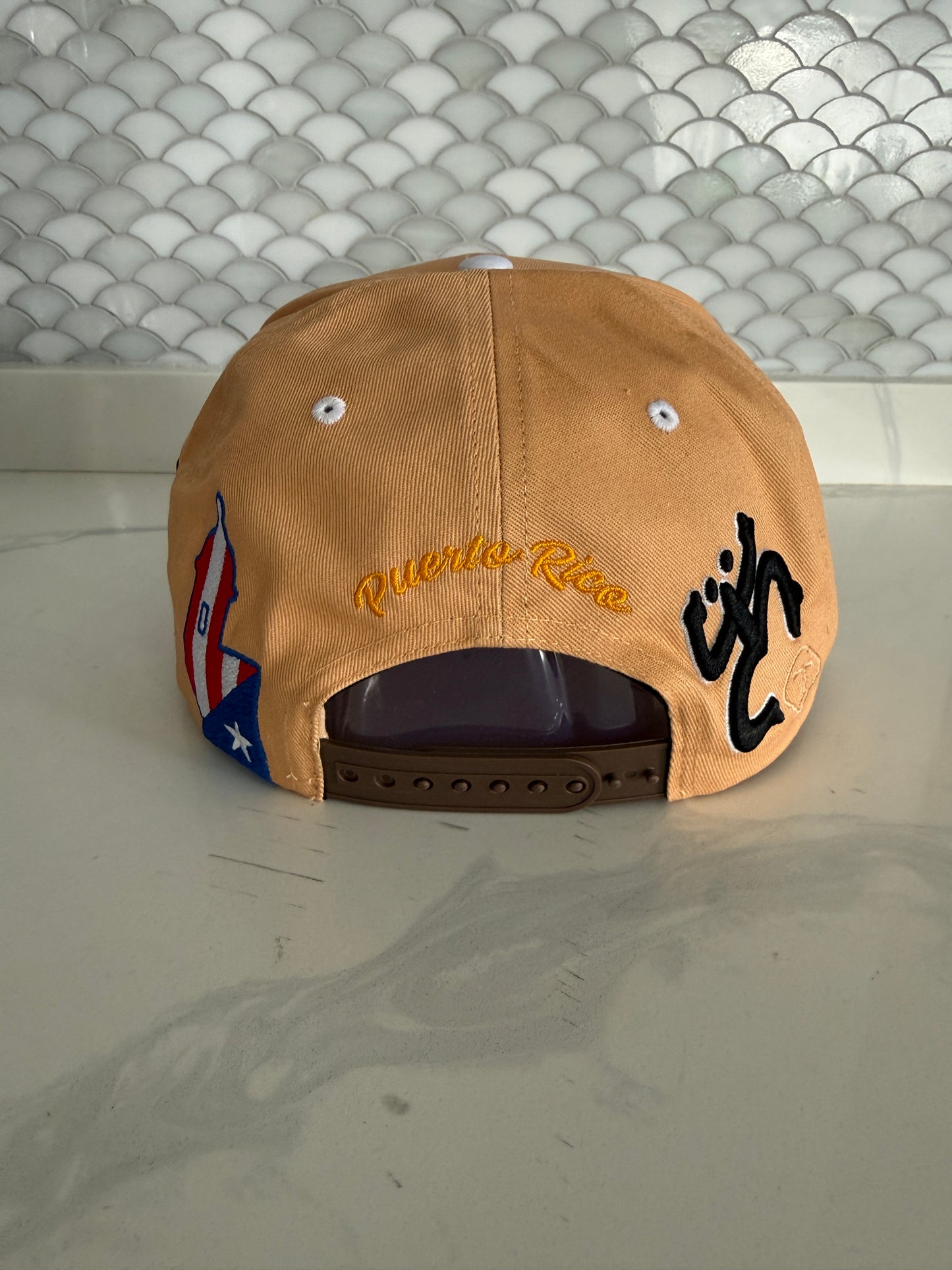 Puerto Rico Hat – Flor Maga Nude Brown Curved Brim Snapback