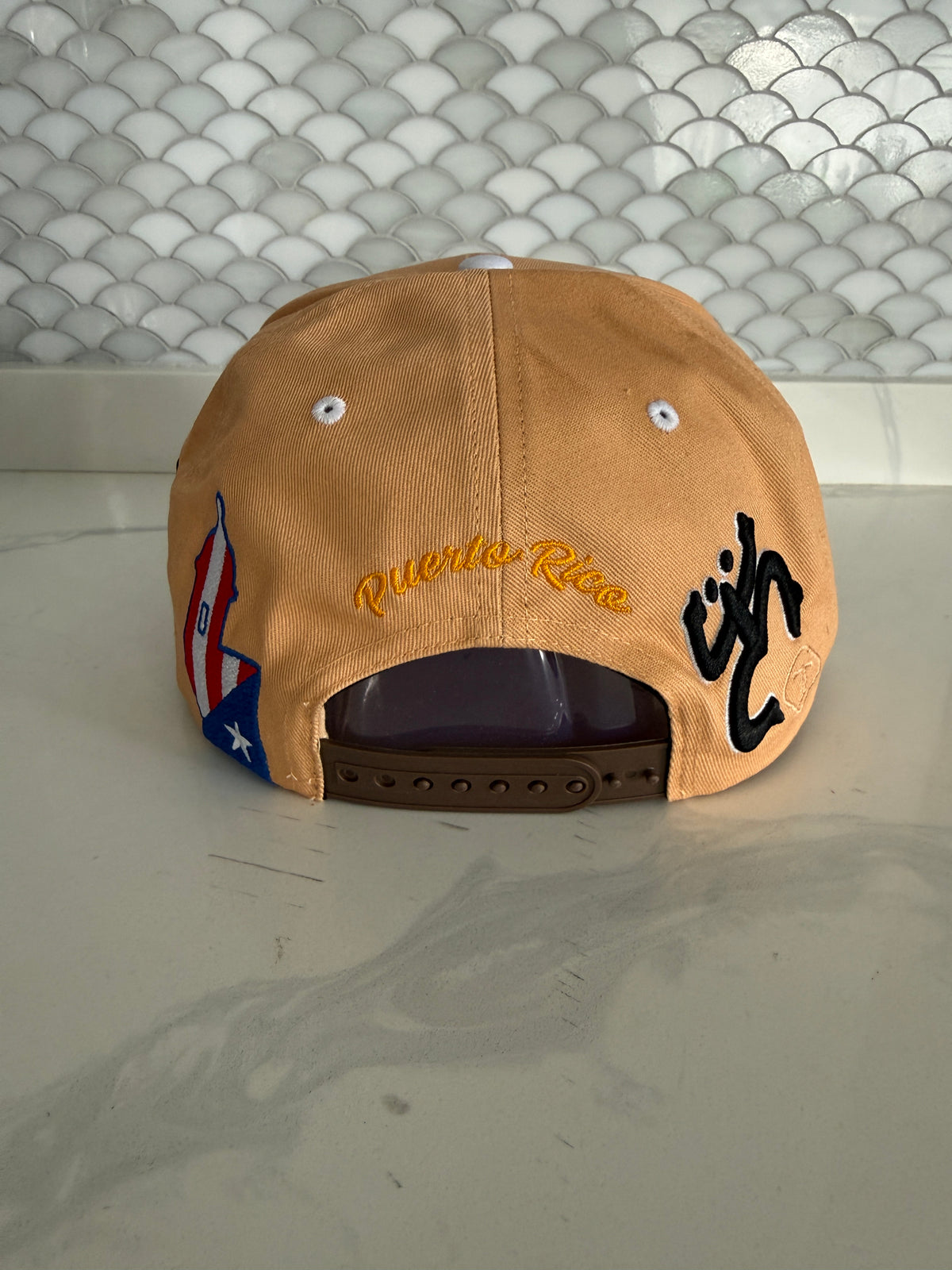 Puerto Rico Hat – Flor Maga Nude Brown Curved Brim Snapback