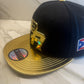 Puerto Rico PR Gold Snapback Hat – Metallic Logo Flat Brim Cap with Gold Visor & Flag Patch | Adjustable Premium Streetwear Cap