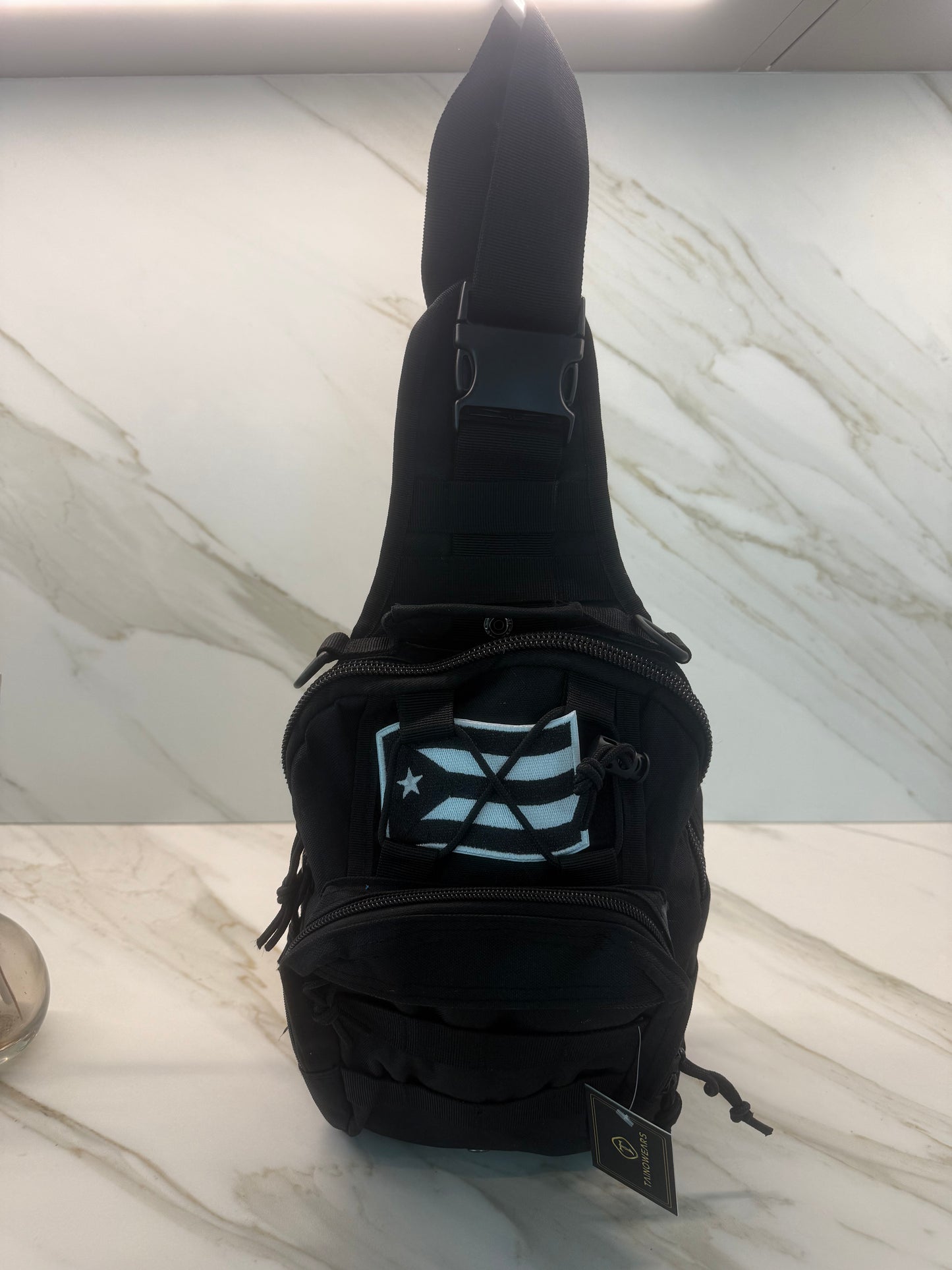 Anti-Theft Crossbody Chest Bag – Tactical Sling with 5 Zipper Pockets & Patch