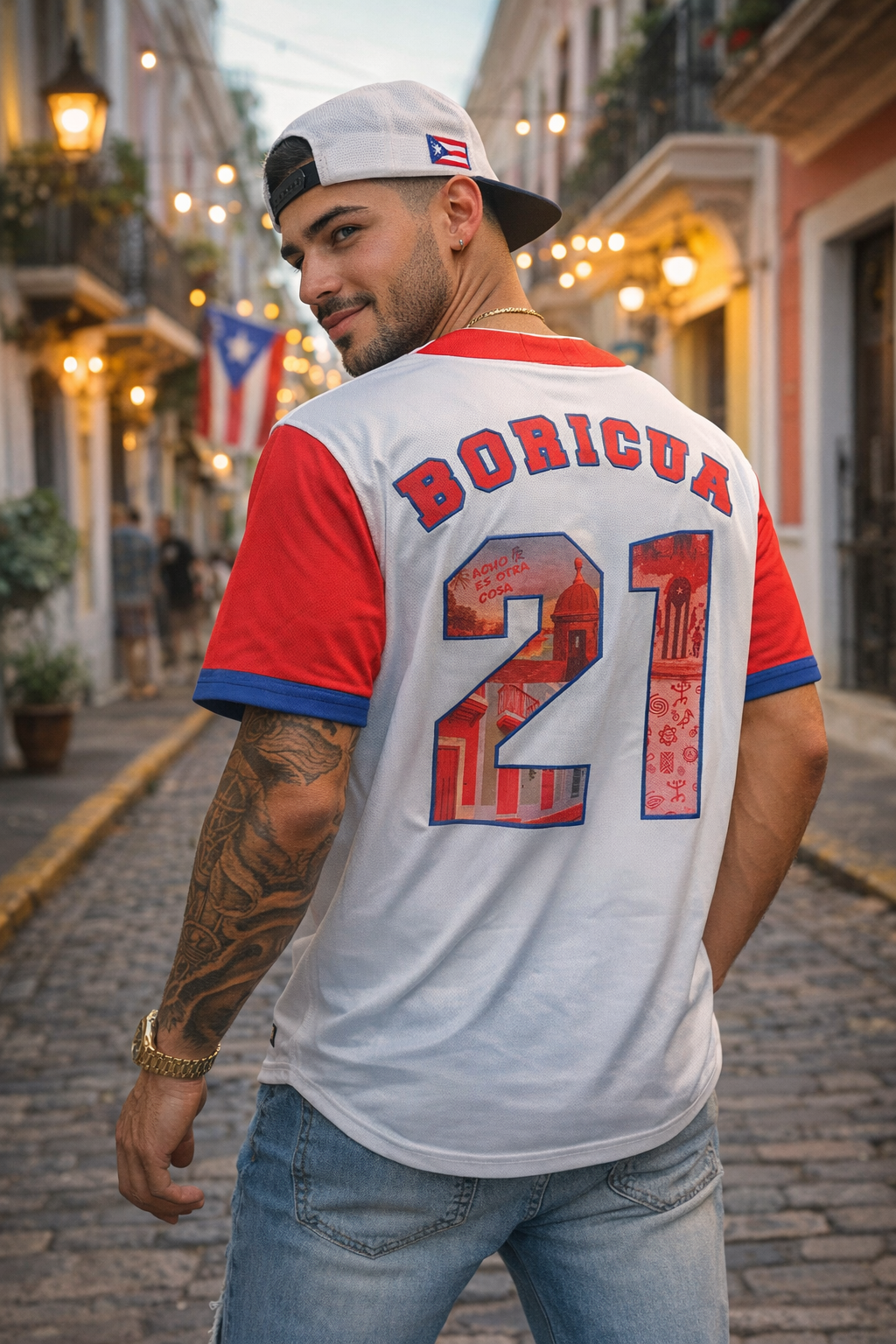 Puerto Rico Baseball Jersey – Boricua 21 Red Button Jersey