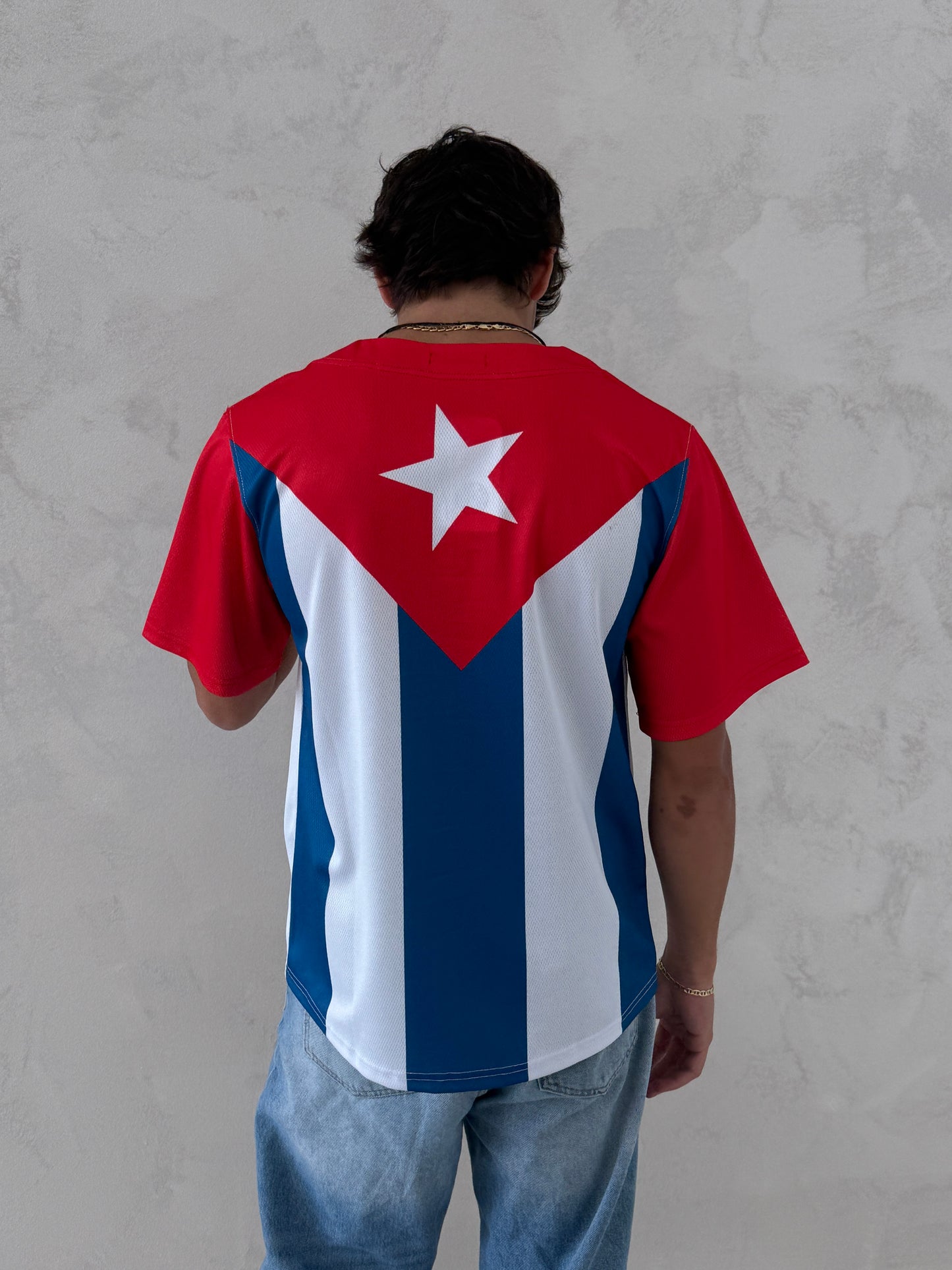 Cuban Outfit Men – Classic Cuba Baseball Jersey with Flag Design | Summer Festival Wear