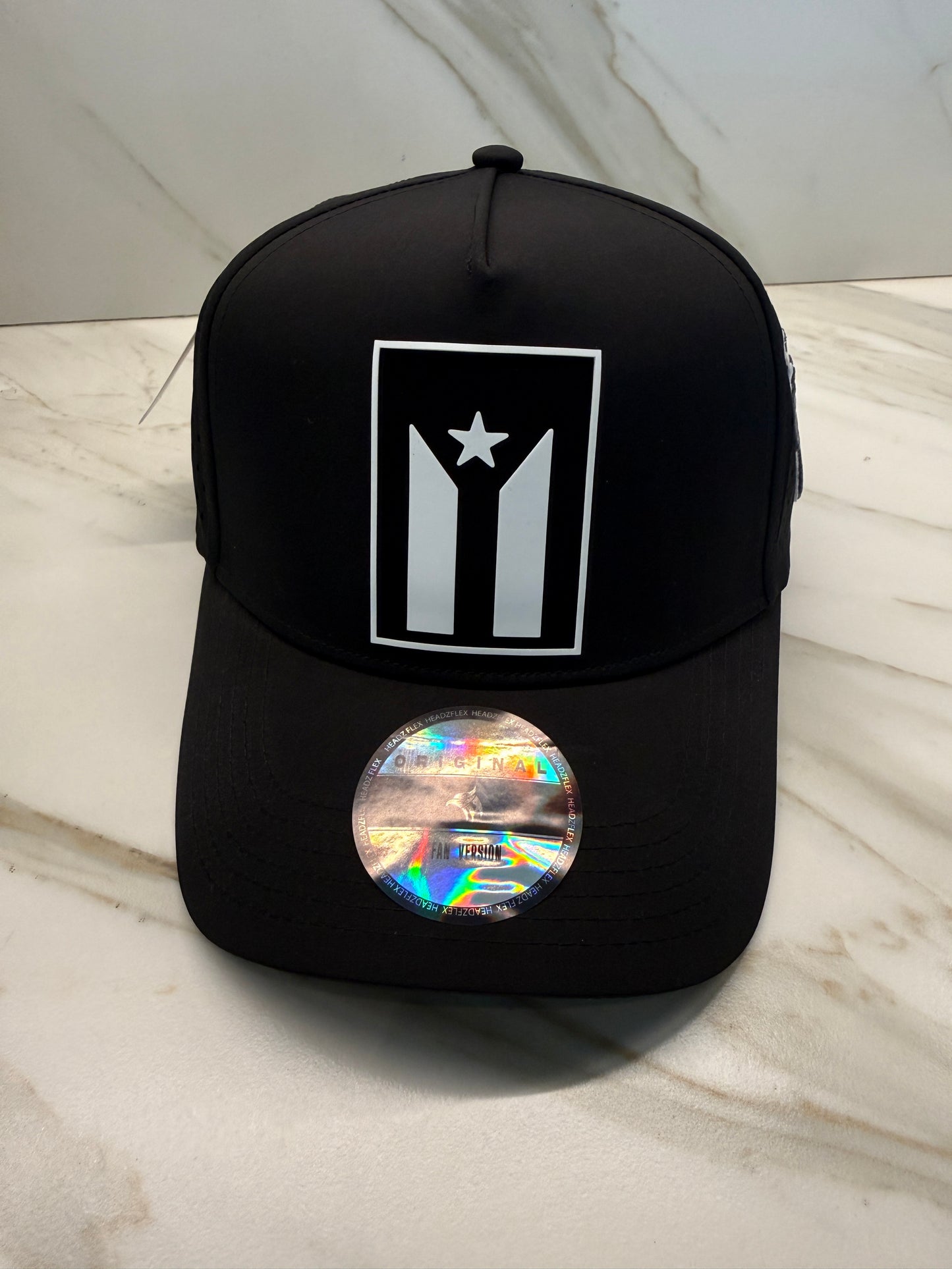 Puerto Rico Black Flag Water-Resistant Snapback Hat – Adjustable Perforated Cap