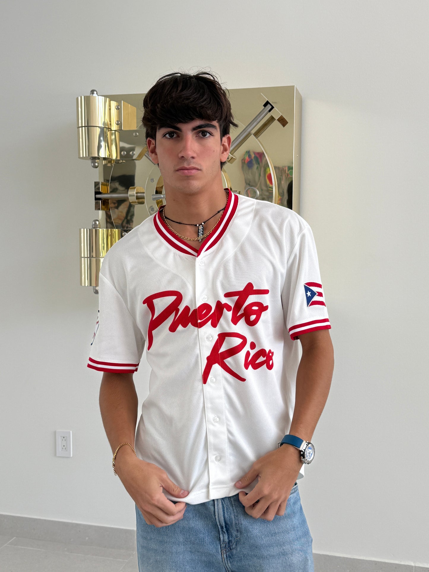 PR Es Otra Cosa™
Puerto Rico Baseball Jersey – Lightweight Button-Up Jersey