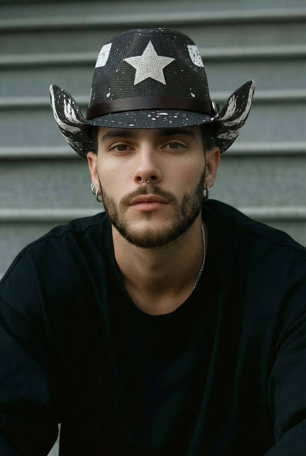Black Straw Cowboy Hat – Rhinestone Star Western Festival Hat | Tainowears®