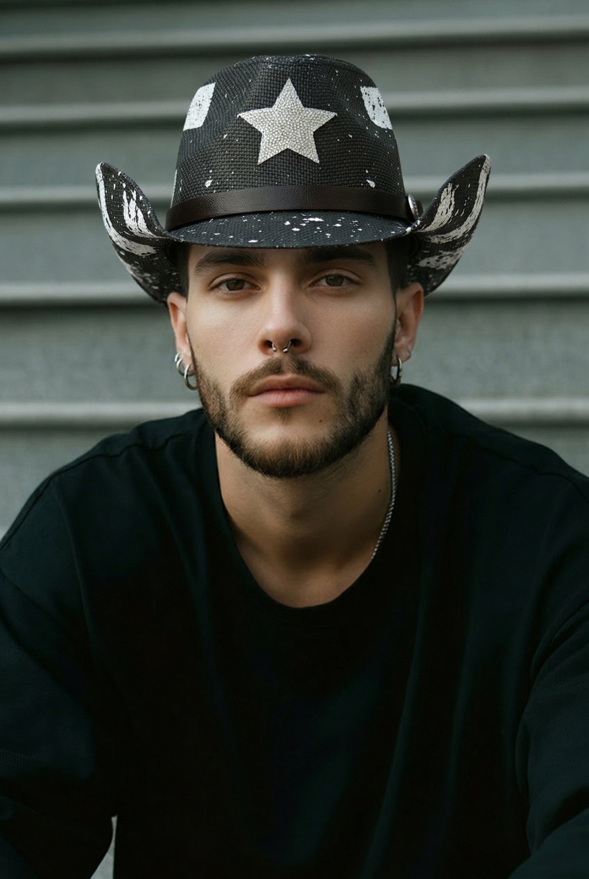Black Straw Cowboy Hat – Rhinestone Star Western Festival Hat | Tainowears®