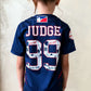 Judge All Rise Baseball Jersey for Kids – #99 Youth Fan Jersey with Embroidery, Action Design & NY Pride