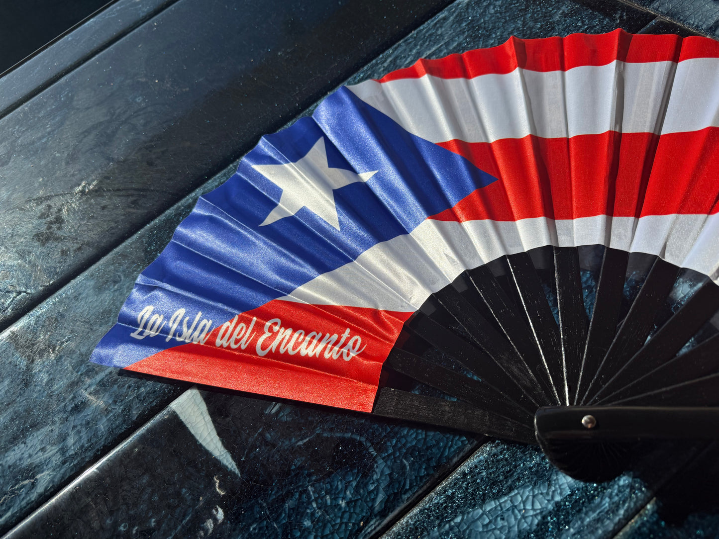 La Isla del Encanto Puerto Rico Bamboo Folding Fan