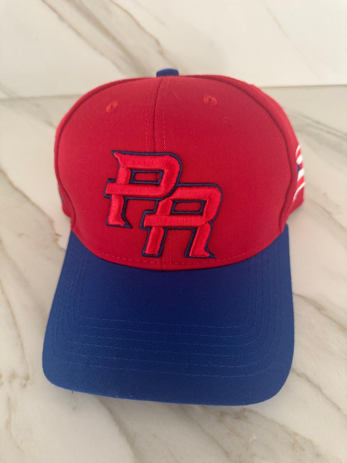 Puerto Rico PR Red Blue Curved Brim Snapback Hat – Raised Embroidered Cap