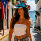 Woman wearing Puerto Rico Boricua Vaquera PR cowboy hat in Old San Juan