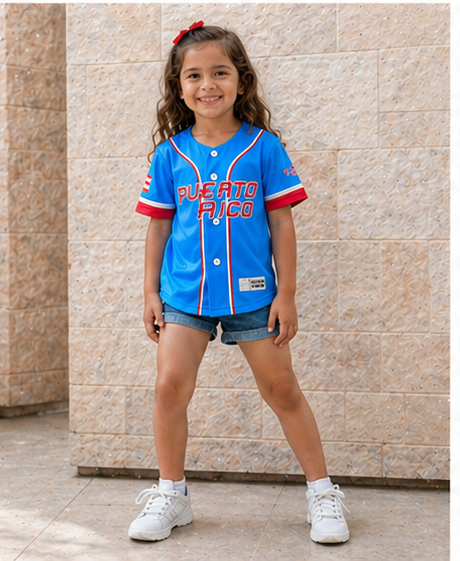 Puerto Rico Kids Baseball Jersey – Bandera Boricua Youth Button-Up Shirt