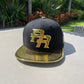 Puerto Rico Black Metallic Gold Hat - 5D Embroidered Flat Brim Snapback Cap