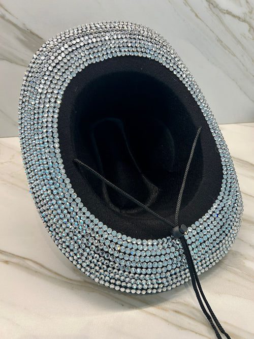 Black Rhinestone Cowboy Hat for Women – Wool Blend Western Fashion Hat