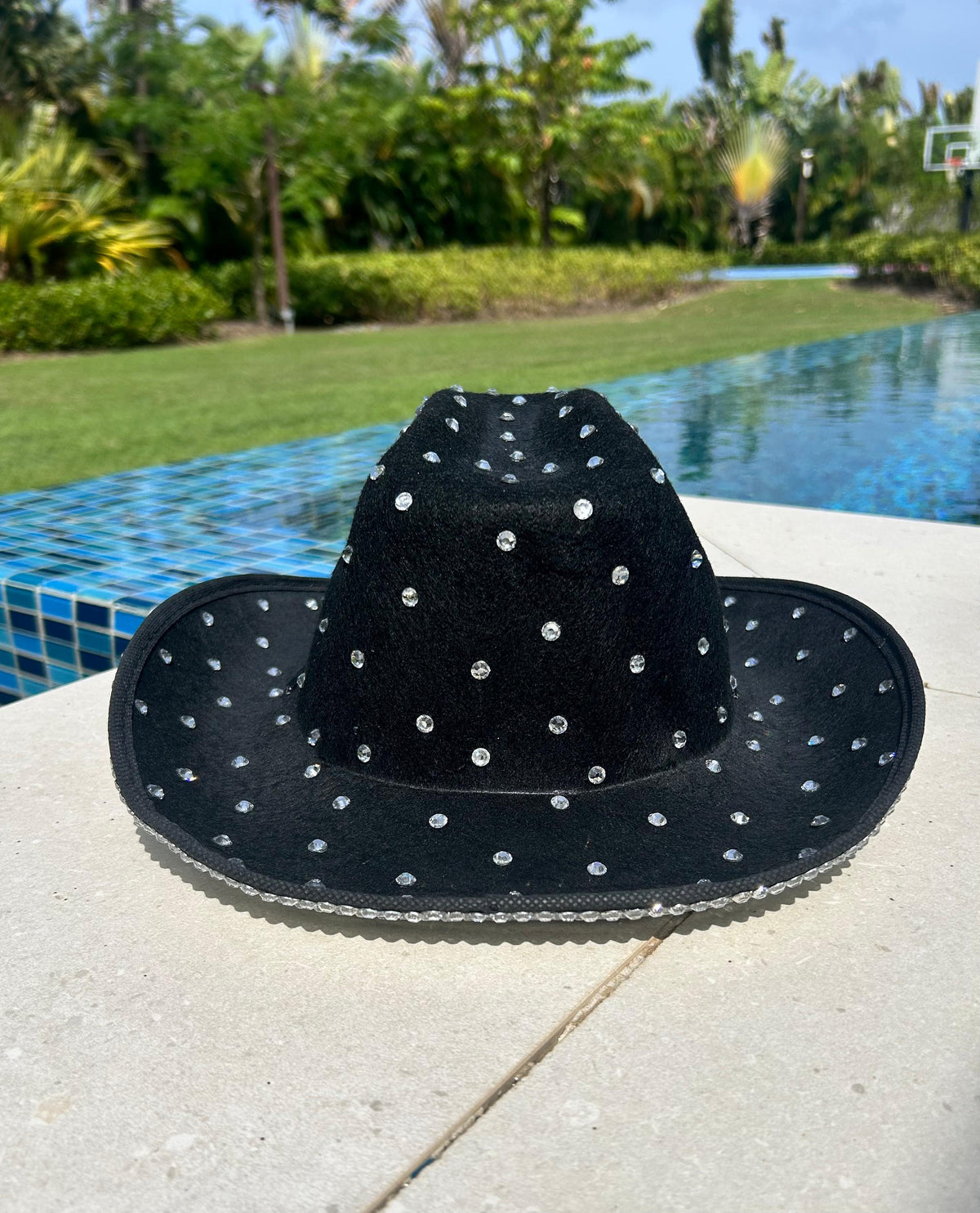 Black Rhinestone Cowboy Hat for Women – Wool Blend Western Fashion Hat