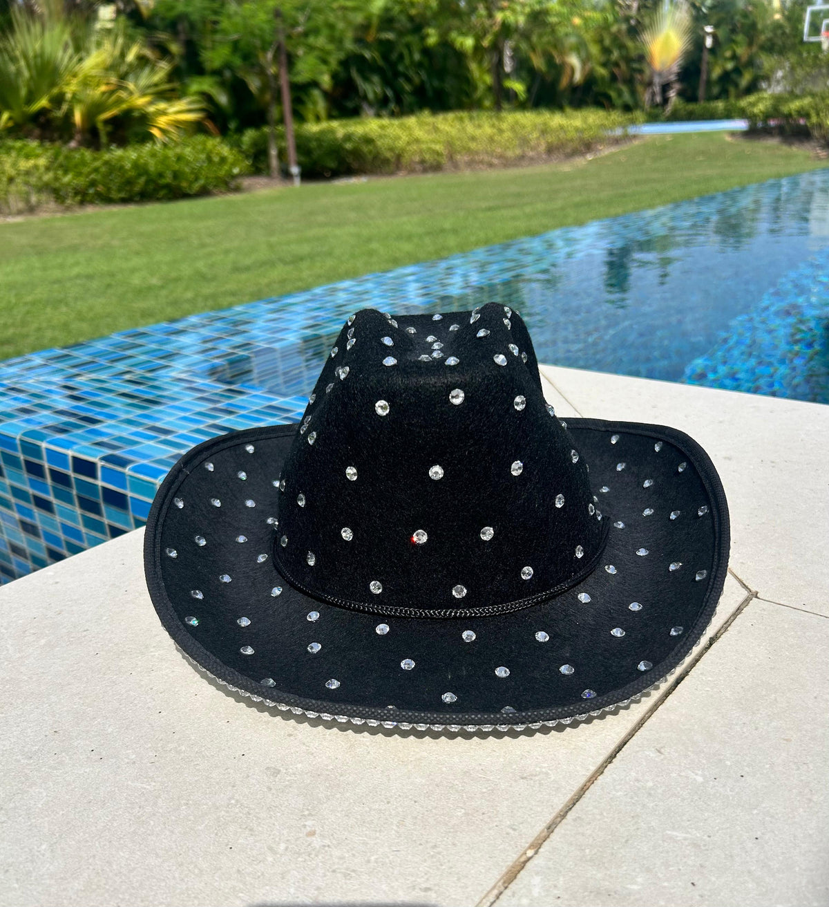 Black Rhinestone Cowboy Hat for Women – Wool Blend Western Fashion Hat