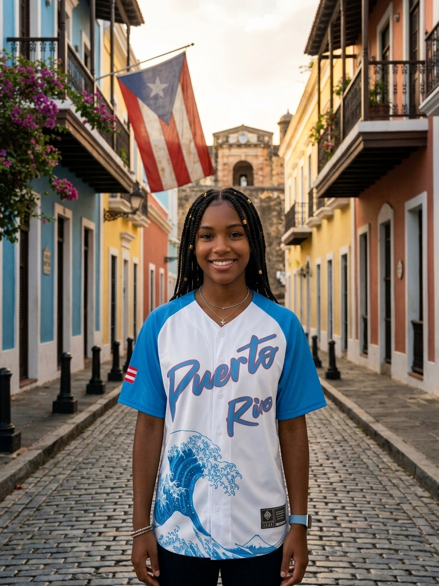 Boricua Wave Button Baseball Jersey