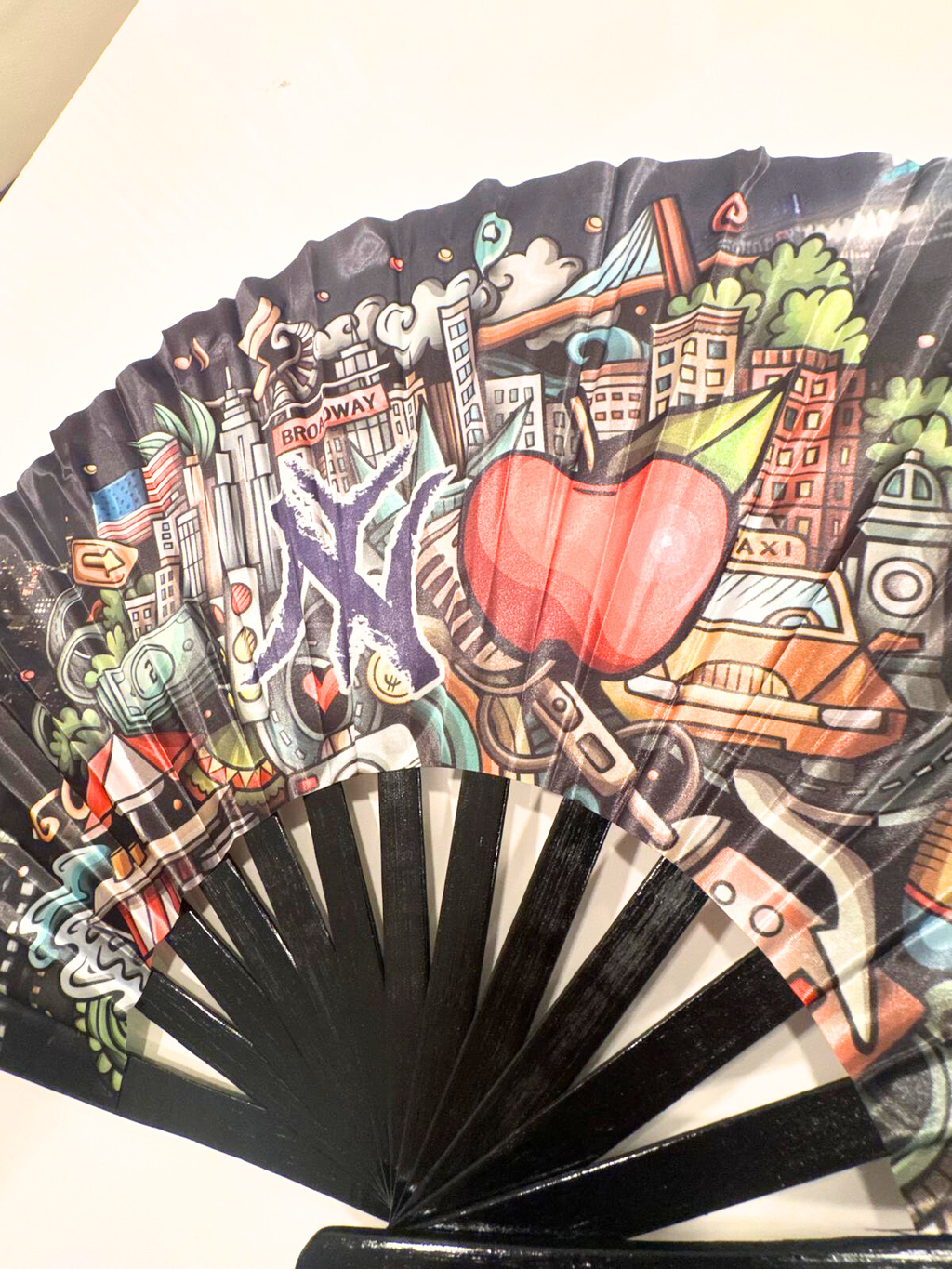 Broadway NYC Folding Fan – Black Bamboo Clack Fan