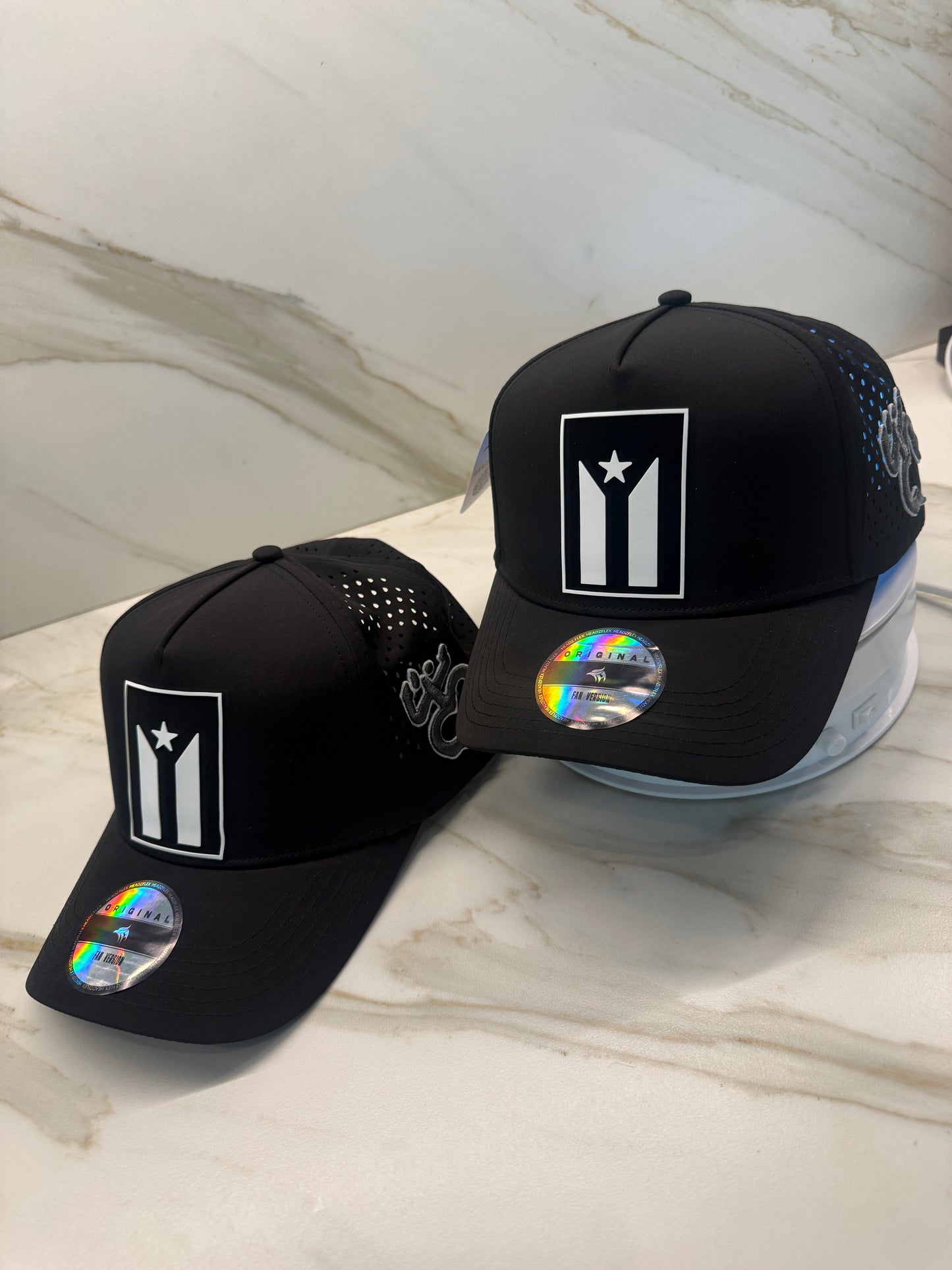 Puerto Rico Black Flag Water-Resistant Snapback Hat – Adjustable Perforated Cap