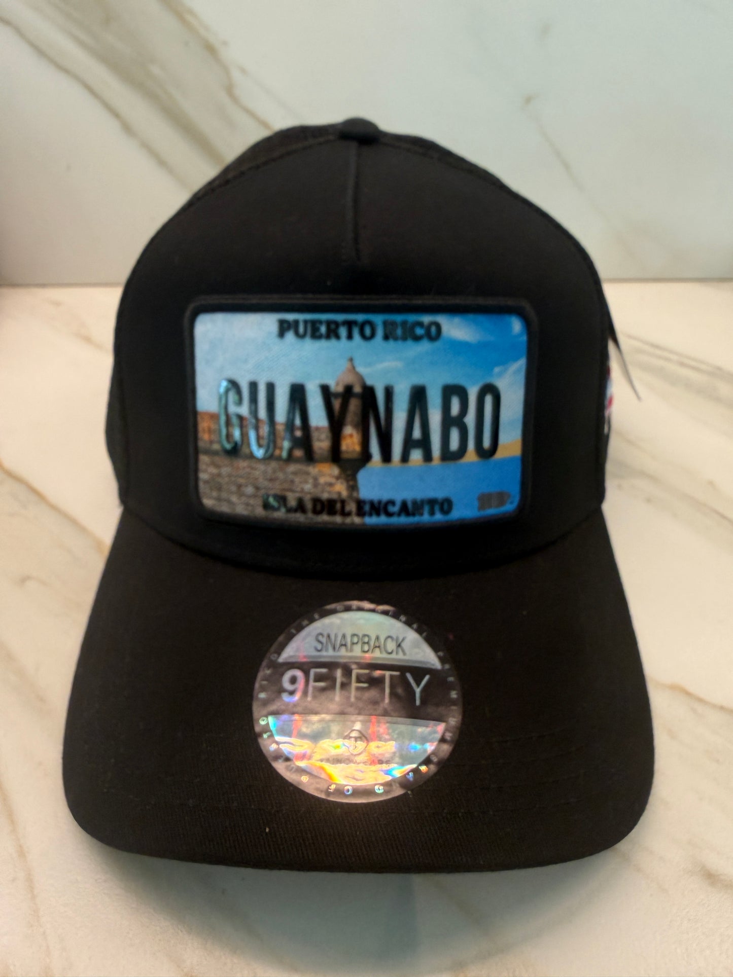 Puerto Rico Curved Brim Snapback Trucker Hat – Mesh Back, Leather License-Plate Patch, Isla del Encanto