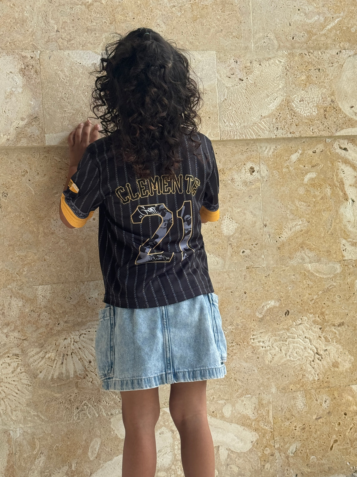 Puerto Rico Clemente Coquí Kids Baseball Jersey – Black Gold Youth Button-Up Shirt