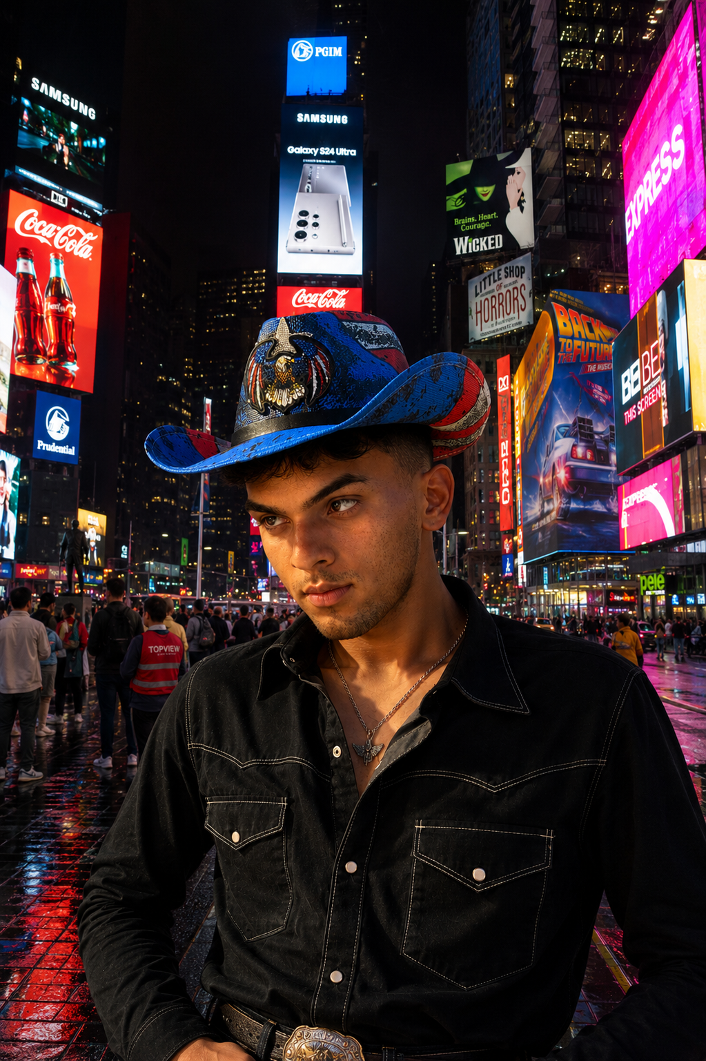 American Eagle Rhinestone Cowboy Hat – Patriotic Western Festival Hat