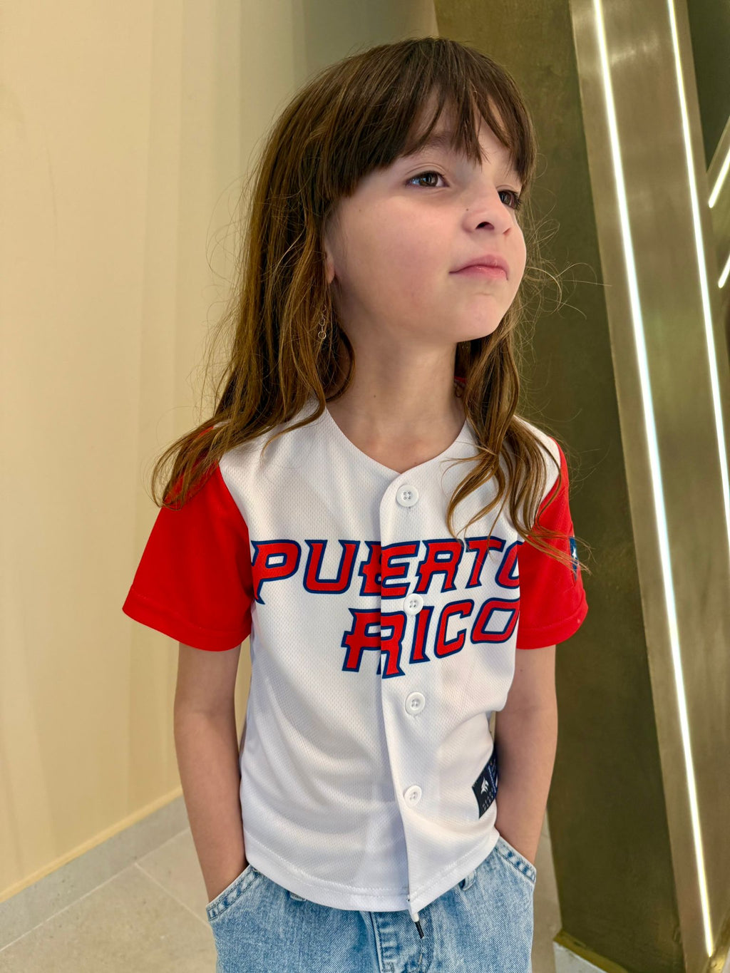 Puerto Rico Kids Baseball Jersey – White #21 Youth Baseball Shirt with Flag Patch
