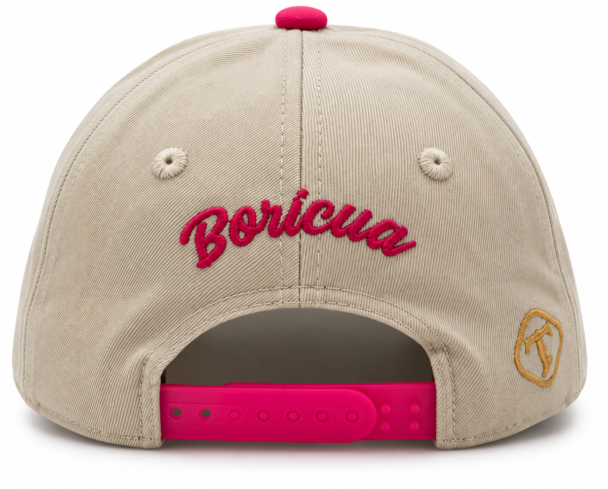 La Coqueta PR Snapback | Ivory & Fuchsia Puerto Rico Hat