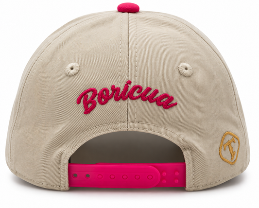 La Coqueta PR Snapback | Ivory & Fuchsia Puerto Rico Hat