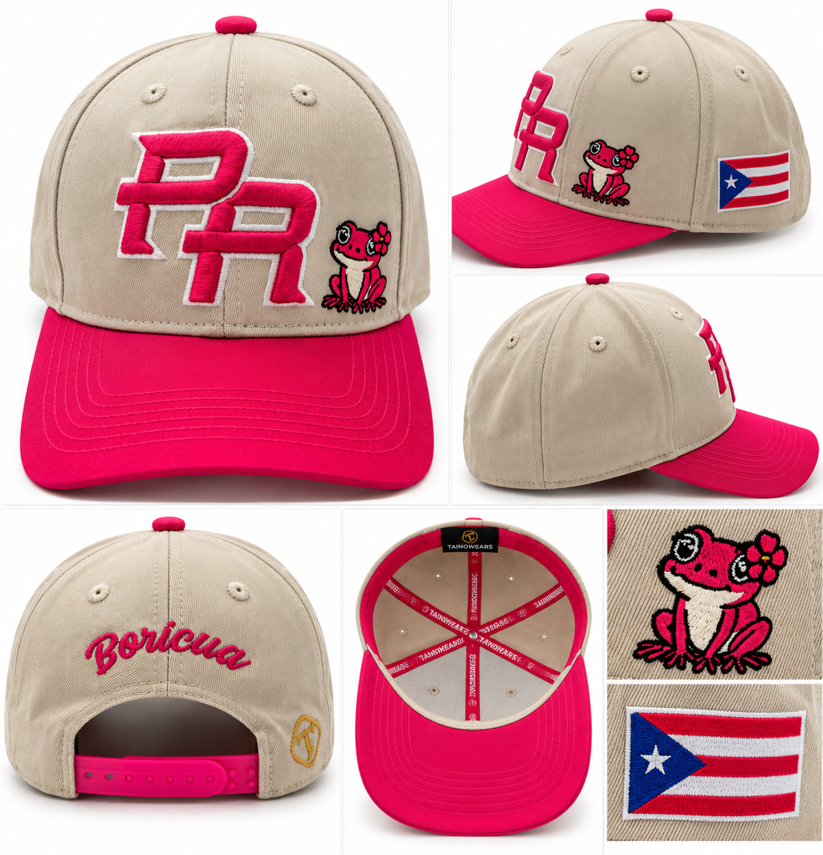 La Coqueta PR Snapback | Ivory & Fuchsia Puerto Rico Hat