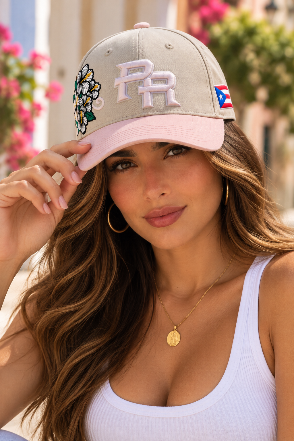 Flor de Maga Heritage Cotton Cap – Ivory Dusty Rose