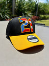 Puerto Rico Clemente 21 Black-Yellow Curved – PR Embroidery, Adjustable, Puerto Rican Flag