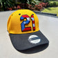 TAINOWEARS Puerto Rico Clemente 21 Yellow-Black Curved Trucker Hat – PR Embroidery, Adjustable, Puerto Rican Flag