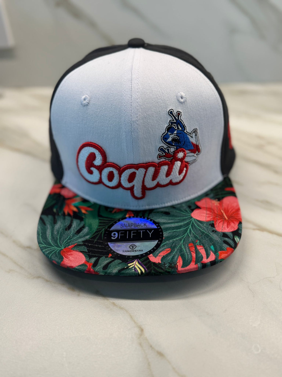 Puerto Rico Coquí Maga Snapback Hat – Flat Brim Cap with 5D Embroidery & Printed Brim | Tainowears®