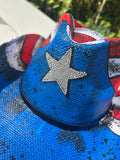 Flag-Inspired Straw Cowboy Hat – Rhinestone Star Western Festival Hat | Tainowears®